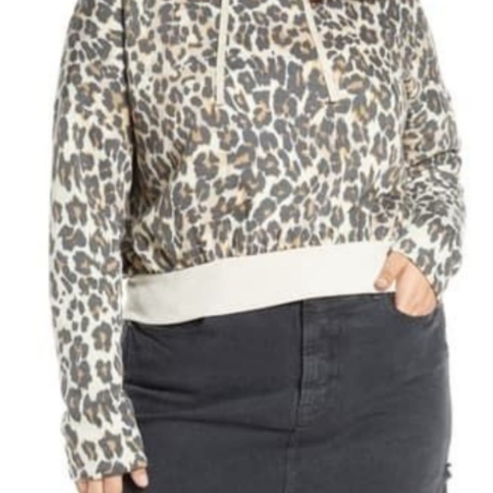 BP Leopard Print Cropped Hooded Sweatshirt - 2X - Picture 2 of 10